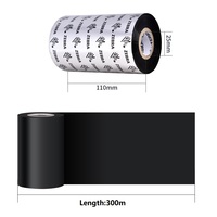 Cinta de Cera para Impresora de Etiquetas Zebra, Personalizada de Fábrica, Color Negro, 110x300m, Cinta de Transferencia Térmica para Códigos de Barras