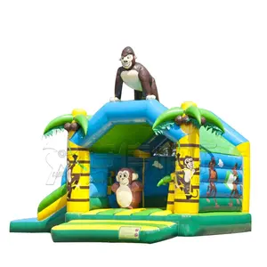 Castillo inflable de la selva de monos, casa de rebote de gorilla moonwalk para la diversión, comercial, barato - Product Image 1