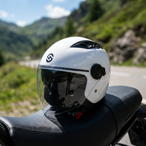 Casco de Motocicleta Tres Cuartos con Certificación DOT, Doble Visor, Forro de Rápida Extracción, Ventilación y Disipación de Calor, Casco de Seguridad para Ciclismo - Product Image 1