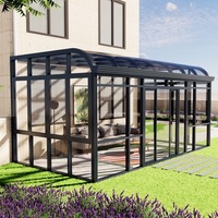 Pergola coulissante en verre sans cadre avec toit à lames orientables, résistante aux intempéries, en aluminium, de qualité commerciale pour hôtels et complexes hôteliers
