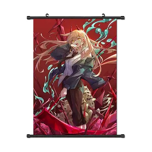 Custom Chainsaw Man Scroll Wall Hanging Pictures Painting Cartoon Anime Poster Wall Art Scroll