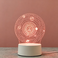 Lampe de table en acrylique à LED sans fil 3D à changement de couleur, alimentation USB et piles AA, lampe de bureau à motif personnalisé