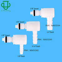 Raccords rapides en plastique à insertion mâle pour tuyau JU POM/NBR avec valve d'arrêt 1/16 1/8 3/16 1/4