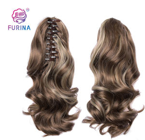 Extensions capillaires synthétiques blondes ondulées — noble, 613 #, <span class=keywords><strong>postiche</strong></span> longue, <span class=keywords><strong>queue</strong></span> <span class=keywords><strong>de</strong></span> <span class=keywords><strong>cheval</strong></span> avec clip, perruque ombrée - Product Image 3