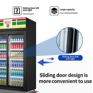 MUXUE Réfrigérateur à 4 portes coulissantes verticales en verre Réfrigérateur à boissons <span class=keywords><strong>Vitrine</strong></span> commerciale/Réfrigérateur présentoir d'<span class=keywords><strong>occasion</strong></span> en vente - Product Image 3