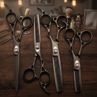 Ciseaux de coiffure professionnels en titane, ciseaux de salon, ciseaux de barbier, ensemble de ciseaux à peigne, finition texturée, outils de coupe et de toilettage