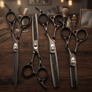 Professional Hair Scissors Titanium Hair Scissors Salon <b>Barber</b> Shears Comb Shear <b>Set</b> Textured Finish Cutting Grooming Tools - Product Image 2