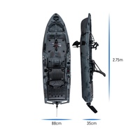 Kayak de pêche à pédales léger HDPE 9 pieds 1 personne Kayak modulaire pour la pêche en rivière Kayak détachable 2 pièces
