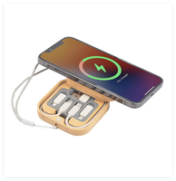 Juego de Cables de Carga Rápida de 60W con Caja Organizadora de Cargador Inalámbrico de 15W, Cable de Datos Multifuncional 5 en 1, Regalo para Escritorio