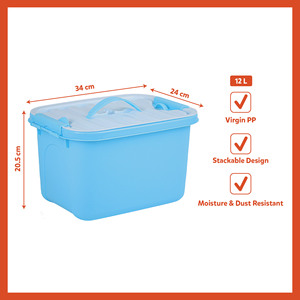20L Multi Color PP Plastic Storage <b>Box</b> Lid Tight Snap Lock <b>Stackable</b> Organizer Bin Virgin Material Durable Kitchen Wardrobe - Product Image 3