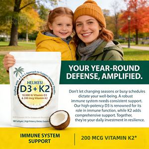 Suplemento Dietético <span class=keywords><strong>de</strong></span> Vitamina D y K Complex, 180 Cápsulas Blandas con <span class=keywords><strong>Aceite</strong></span> <span class=keywords><strong>de</strong></span> <span class=keywords><strong>Coco</strong></span> Virgen, D3 10000UI, K2 MK-7 200mcg, Apoyo Inmunológico - Product Image 4