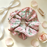 Chouchous en tissu doux avec bordure en dentelle à volants, élastiques à cheveux très extensibles, multicolores, accessoires capillaires pour femmes