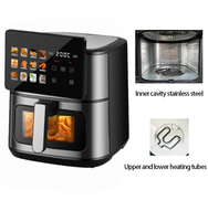 Freidora de Aire sin Aceite para una Cocina Saludable en Casa, 8L, Panel Táctil a Color, 1800W, Ventana de Visualización Iluminada, Antiadherente, de Acero Inoxidable