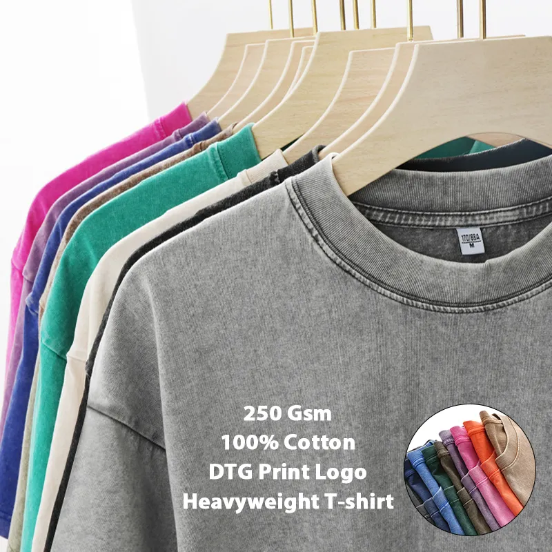 T-Shirt 100% in cotone Vintage con stampa da uomo di grandi dimensioni per uomo maglietta con lavaggio acido