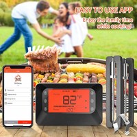 Termometer Daging Digital 4 Probe Konstruksi Plastik untuk BBQ Oven Penggunaan Dapur