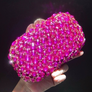 <span class=keywords><strong>Borsa</strong></span> da sera da <span class=keywords><strong>donna</strong></span> <span class=keywords><strong>fucsia</strong></span> cava con strass, pochette di lusso rosa shocking con cristalli per matrimonio, <span class=keywords><strong>borsa</strong></span> da sposa, <span class=keywords><strong>borsa</strong></span> africana con rivetti a diamante - Product Image 4