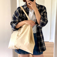Sac fourre-tout en toile robuste grande capacité pour la plage, sac à bandoulière motif lettres style coréen pour étudiants, loisirs et voyages