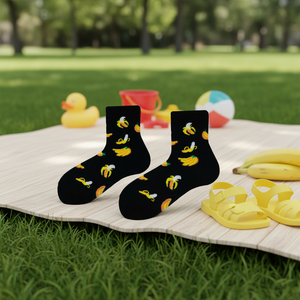 Banana Patterned Knitted Kids' Dress Socks Breathable Crew and <b>Ankle</b> High Leg <b>Warmers</b> for Summer Cartoon and Animal Pattern - Product Image 3