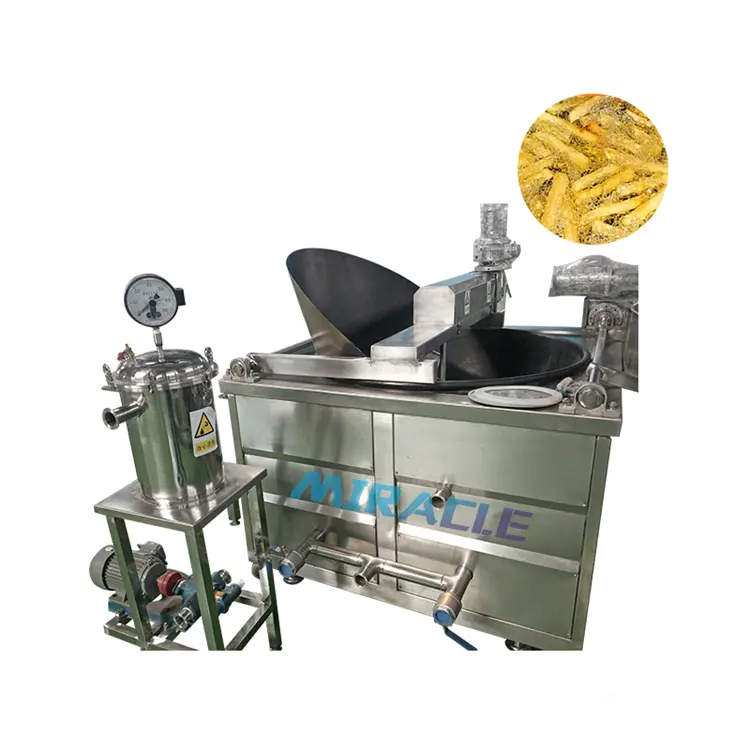 Mesin penggorengan dalam CIP kentang goreng tipe pelepasan otomatis panci penggorengan ayam komersial