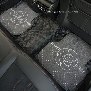 Tapis de sol de voiture à motif diamant Camellia, épaisseur 20 mm, boucle en soie, universel, antidérapant, pièce unique - Product Image 3