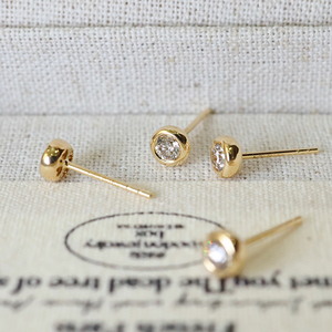 Aazuo Fine Jewelry 18K Solid Yellow Gold Real Natural Diamond Classic Round <b>Bubble</b> Stud Earring Gift For Ladies & <b>Kid</b> Daily Wear - Product Image 4