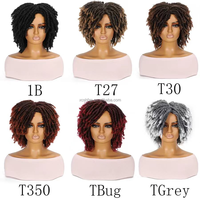 Perruque Dreadlock Courte, Perruques Tressées 6 Pouces, Faux Locs Synthétiques, Perruque au Crochet Tressée, Afro Twists Dreadlocks, Perruques de Remplacement Complet pour Cheveux