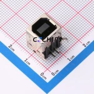 XUBF-0214-0105B USB Connector Bent Lead Through Hole Connector Type-B USB 2.0 Female Right Angle Insert - Product Image 1