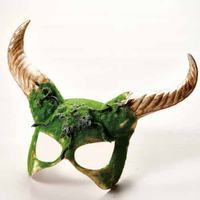 Masque de mascarade en bois de cerf mousse Forêt verte Accessoire de costume d'Halloween en PVC
