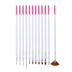 12 Sets de Herramientas para Decoración de Uñas: Pinceles de Nailon, Lápiz de Fototerapia de Cristal, Pincel en Forma de Abanico, Pincel para Líneas de Flores, Varilla Blanca, Cola Roja, Kit de Uñas - Product Image 1