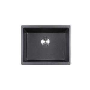 Design graphique 80% Quartz Tone Series Granite Undermount Grand évier de cuisine à bol unique, Noir - Product Image 6