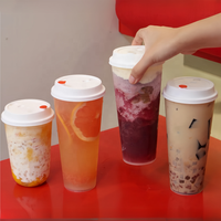 Gobelets jetables en gros pour Bubble Tea, smoothies, jus et milk-tea, en PP dépoli, personnalisables, avec couvercles