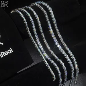 Factory Wholesale Gold Plated 925 Silver 3mm Moissanite Diamond Iced Out 3mm Tennis Bracelet Men For Womens Fine Jewelry