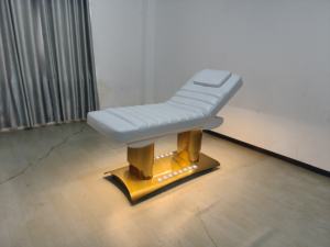 Cama de masaje eléctrica profesional con un solo botón de ajuste y cuatro motores para control por pedal y cama de estética para pestañas - Product Image 4