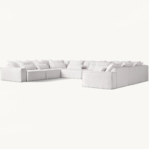 Sofá Seccional Moderno de Cuero para Sala de Estar, Muebles de Lujo, Sofá Modular Blanco en Forma de U - Product Image 2