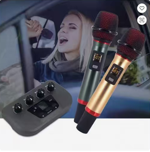 2024年新型ワイヤレスカーFMコンデンサーマイクカラオケポータブルサウンドカードノイズキャンセリング軽量メタルマイクホームパーティー用 - Product Image 2