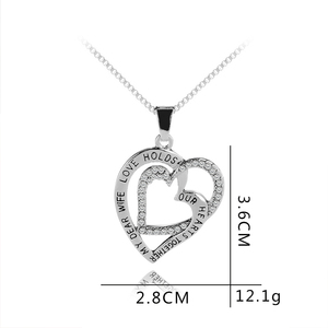 Collar con Colgante en Forma de Corazón y Cadena de Serpiente de Aleación de Zinc, ZRM Fashion, Mi Querida Esposa, El Amor Unifica Nuestros Corazones, Regalo Romántico de Aniversario - Product Image 6