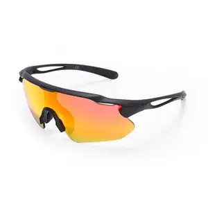 Custom design sunglasses polarized colorful lens high quality men sport outdoor cycling glasses blue red lens