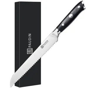 New Arrival D2 8 Inch Serralad Bread Knife German steel H1.4116 With G10 Handle Kitchen Knife Chefs Knife