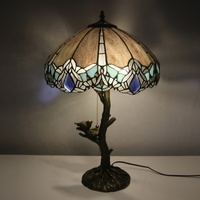 Lampe de table de la marque LongHuiJing, abat-jour en verre teinté, libellule européenne, lampe de bureau classique pour salon
