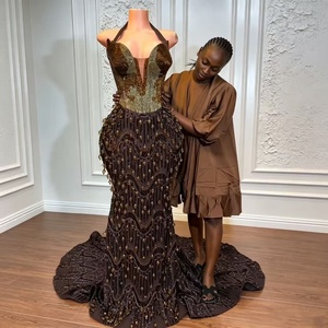 Robes de soirée nigérianes Aso Ebi personnalisées pour femmes 2027, robes de bal de luxe en <span class=keywords><strong>sequins</strong></span> et cristaux, style sirène - Product Image 1