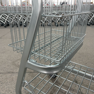 Carrito de Compras Resistente de Malla Metálica Galvanizada, Apilable, <span class=keywords><strong>para</strong></span> Supermercado, con Asiento <span class=keywords><strong>para</strong></span> Bebé y Cesta - Product Image 4