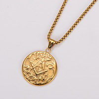 Kalung Liontin Hip Hop AG Vintage Masonik Mason Medali Freemason Buatan Tangan dari Baja Anti Karat Perhiasan Fashion untuk Pria Grosir