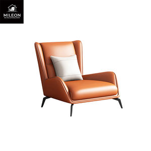 Kain kulit mewah Modern bingkai logam kursi santai furnitur sandaran tangan rendah desain baru hotel ruang tamu malas <span class=keywords><strong>Sofa</strong></span> tunggal - Product Image 6
