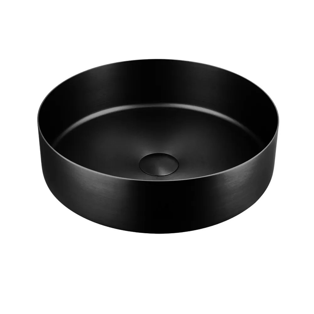 Colorful Matte black luxury modern Stainless steel hand hair round wash basin with bathroom vessel sink pop-up drainer