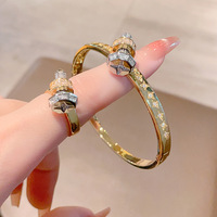 Ensemble de bijoux tendance pour femmes en laiton, bracelet et bague en forme de clou avec zircon cubique, vente en gros, pour usine source, OEM, ODM, cadeau personnalisé pour femmes
