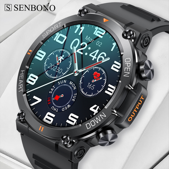 SENBONO K56PRO Sport Smart Watch Men Round Big Screen BT Call Waterproof 400mAh Long Standby Time Men Smartwatch for IOS Android