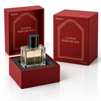 Boîte à parfum rigide avec couvercle, en papier texturé spécial rouge chinois A3328-R0401, avec logo personnalisé, 10x10x14cm, insert en mousse surélevé