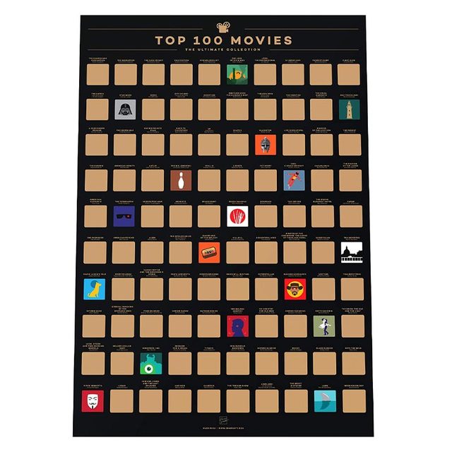 100 Movies Scratch Off Poster Top Movie Bucket List Poster with Scratching Tool Movie Scratch Off Poster With Easy Off Foil