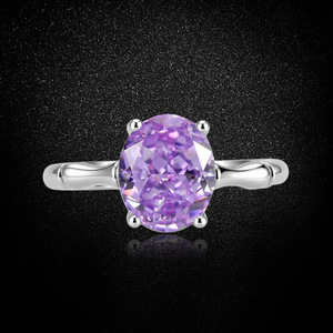 Nuevo Anillo de Diamantes de Alta Calidad con Circonita Cúbica Colorida de Corte Ovalado de 8*10 mm, Diseño de Bambú, para Mujer - Product Image 5