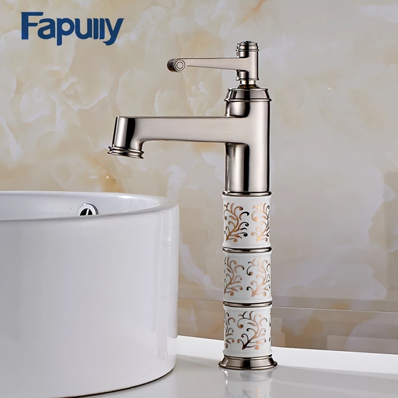 Superior quality Gold Basin Faucet Bathroom Single handle Porcelain Basin Mixer Tap Bathroom Sink Faucet